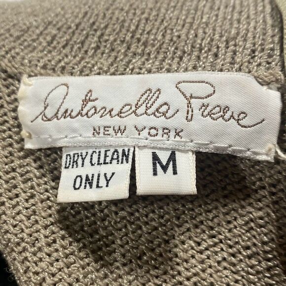 Vintage Antonella Preve New York M Santana Knit Midi Dress Embellished Beige 80s - Picture 12 of 15